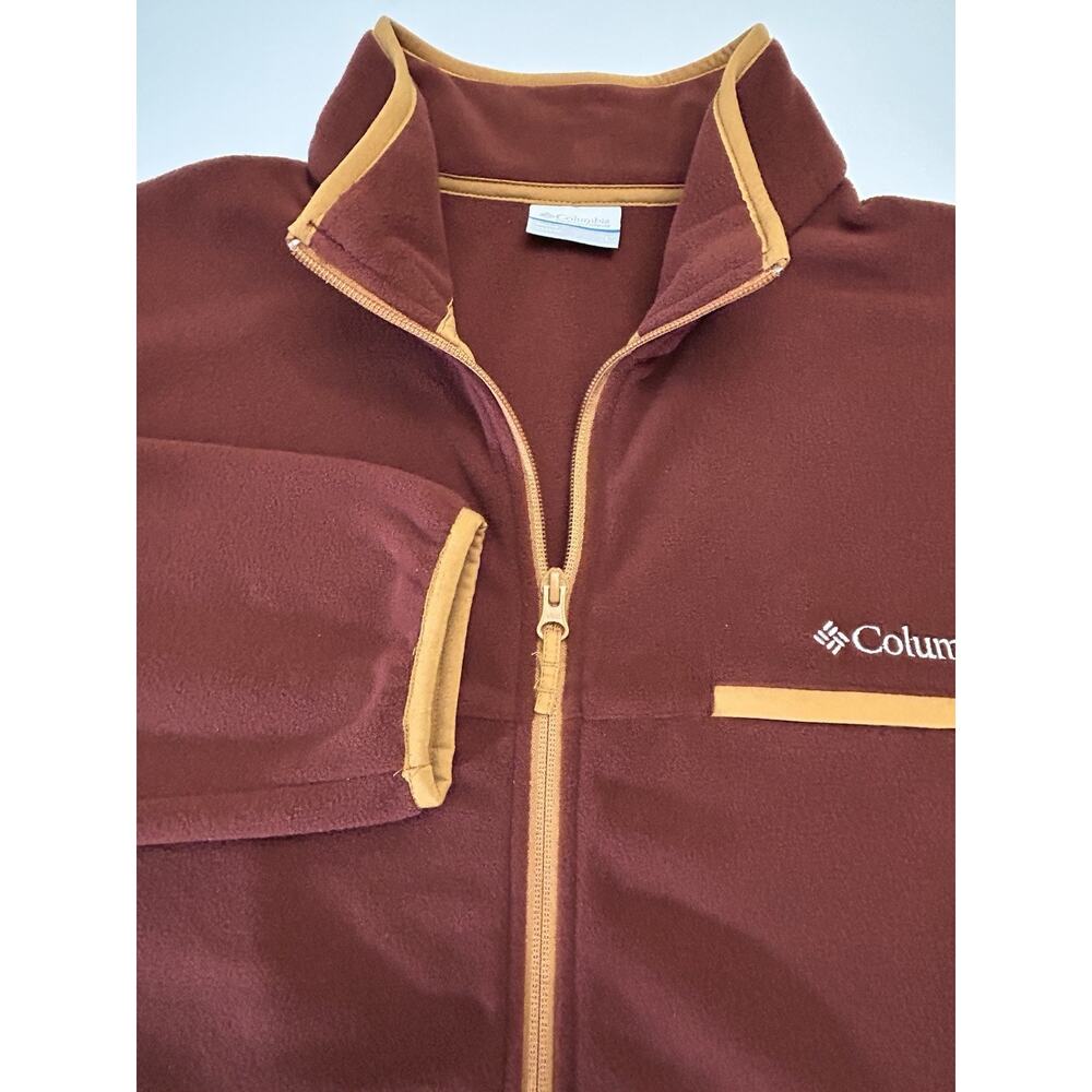 Columbia Sportswear Mountain Crest Mens L/S Size L Rare Maroon/Orange Jacket